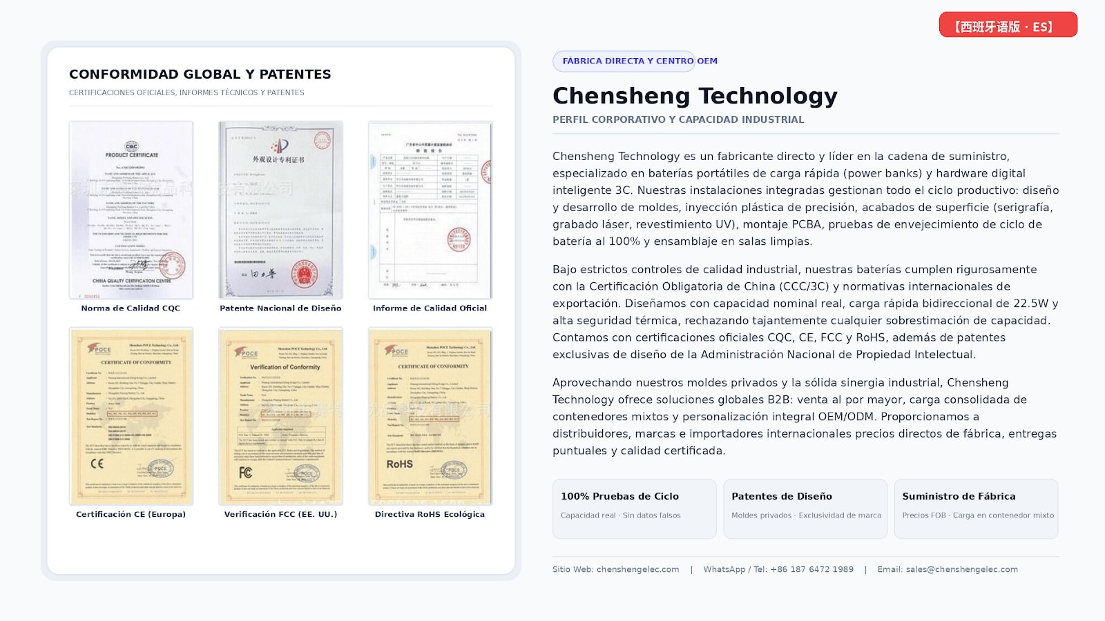 Credenciales y Certificaciones de Chensheng